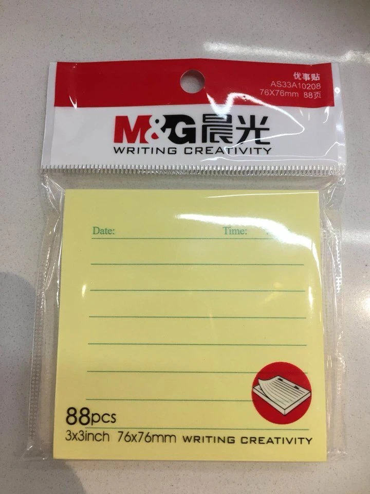 M&G Creative Advertisement 3"X3" Lined Sticky Notes 88 Sheets 76X76mm Tear Pad