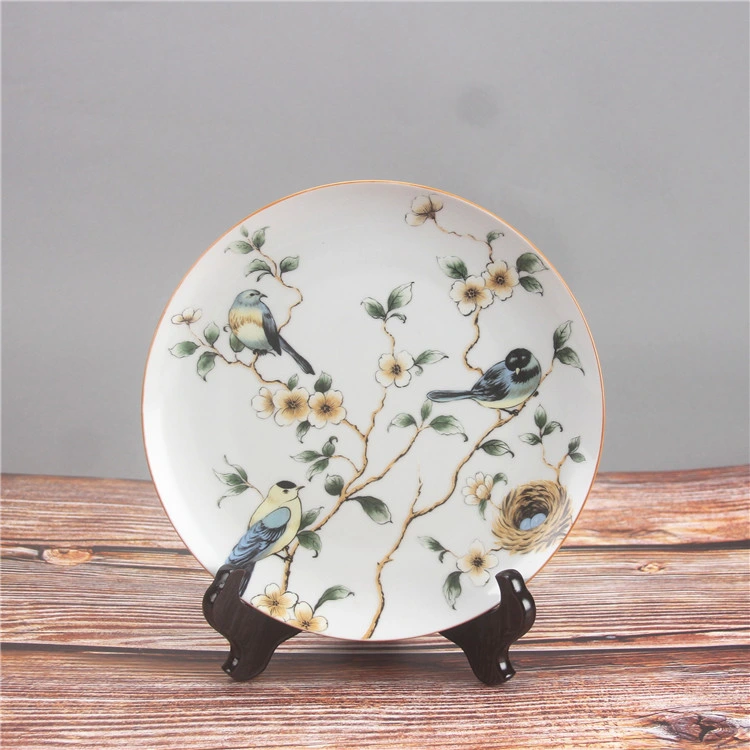 P005-B Vintage Wall Decor Decorative Plate Ceramic Blue Round Plate Home Decor Items for Living Room