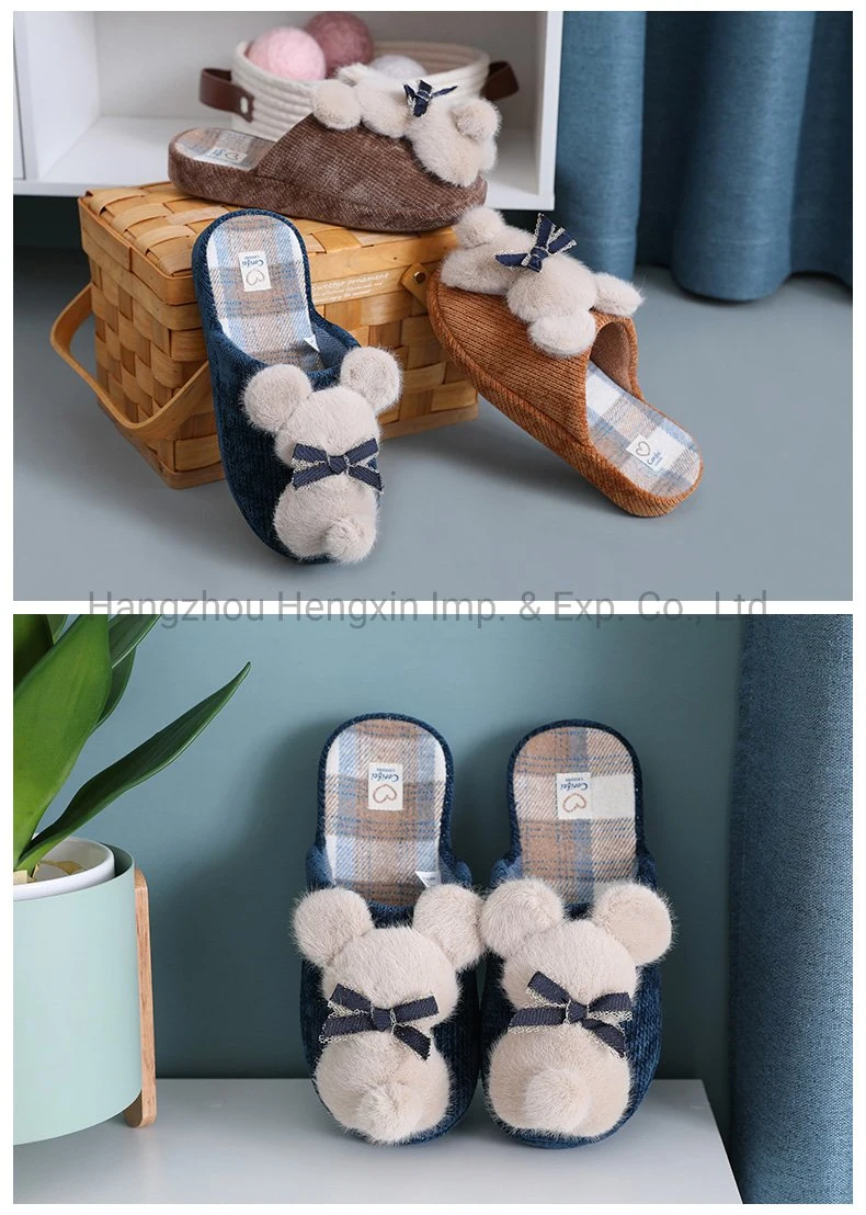 31815 3D Bear Furry Slippers Women Slippers Outdoor Indoor Home Anatomic Female Casual Shoes