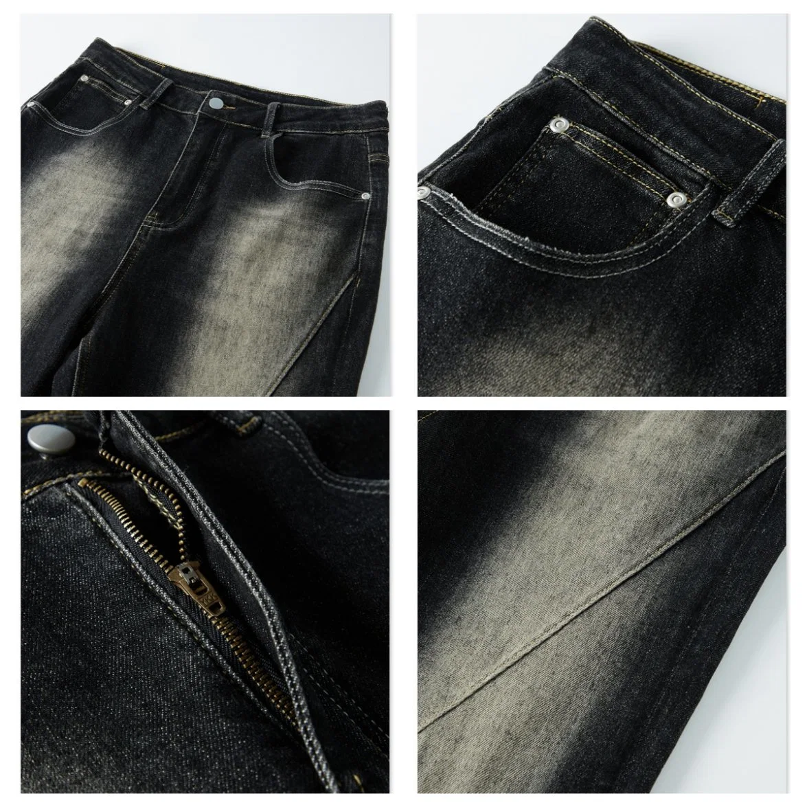 2023 New Fashion Mens Heavy 100% Premium Cotton Soft Basic Vintage Washed Distressed Custom Unisex Flare Jeans Manufacturers