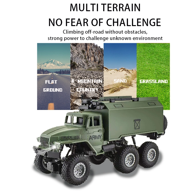 Jungen Geschenk 27MHz Fernbedienung off Road Armee-Stil Command Car Carrier Fahrzeug Spielzeug Kinder sechs Räder 1: 16 RC Military Stil LKW mit Licht