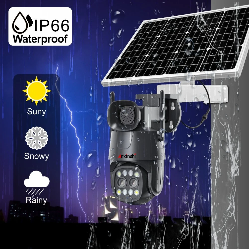 8MP Dual Lens 4G PTZ Camera Human Tracking Network Security Solar Camera