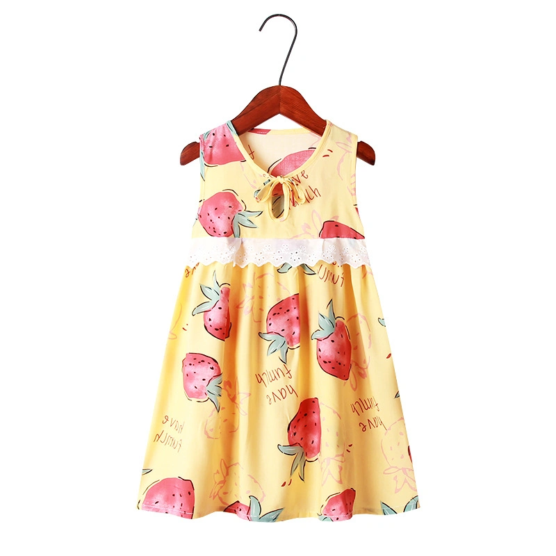 New Arrival Summer Girl Clothes Cotton Skirt Sleeveless Printed Dress Sweet Lovely Children Clothes UV-Proof Fashionable Dress