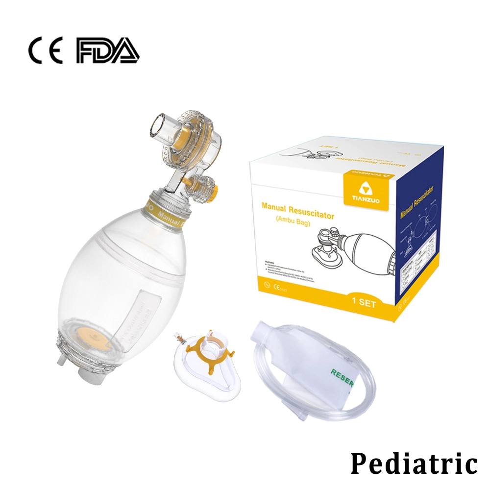 Los niños tamaño pediátrico SEBS Ambu Bolsa SEBS Fábrica / Manual de PVC Resuscitator Kit fábrica SEBS Ambu Bolsa para pacientes pediátricos con bolsa de PE CE FDA