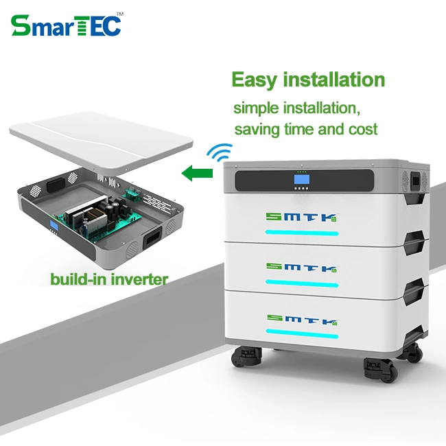 Factory Built-in WiFi Inverter 48V 100A 5kwh Stackable Rack Mounted LiFePO4 Lithium Battery 51.2V 10kwh 15kwh 20kwh Solar Power Energy Storage Li Ion Battery