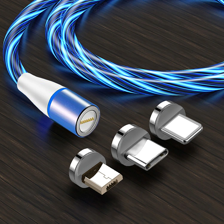 LED Glowing Magnetic Charging Type C Magnet USB Charger Cable 3 in 1