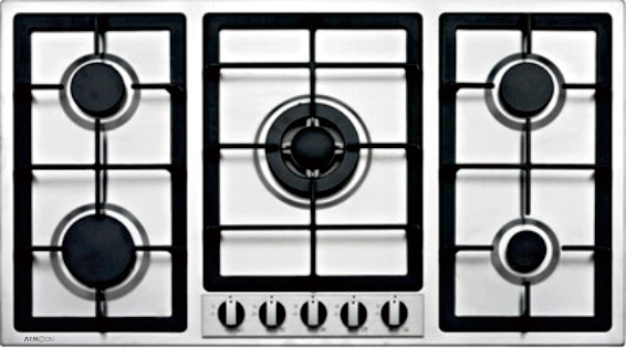 Elegent Design Kitchen Appliance 5 Burner Ss201 / SS304 Stainless Steel Gas Cooking Stove