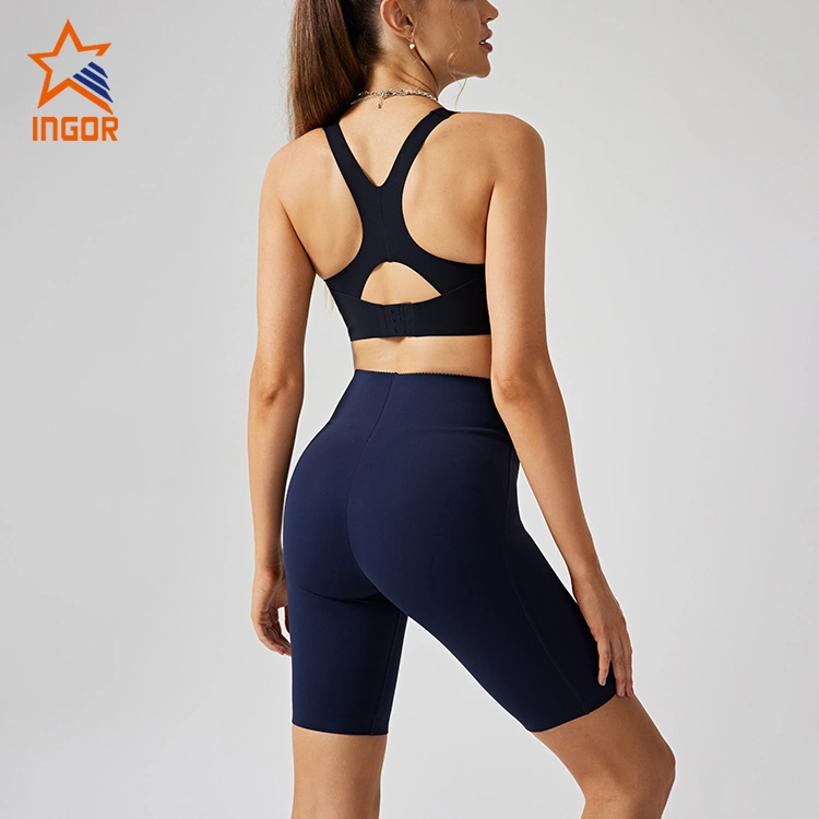 Ingor Sportswear Gym Wear Manufacturers Custom Women Activewear High Impact Sports Bra & Biker Shorts Set Tracksuit