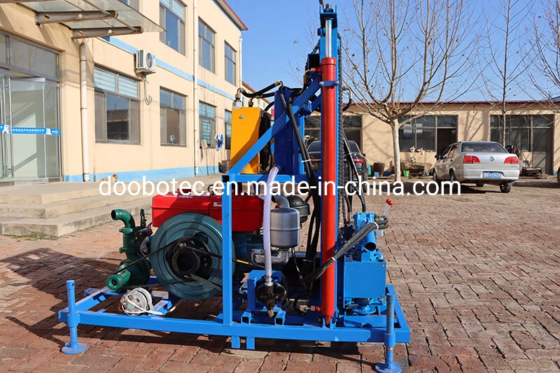 China One Man Portable Electric Start 22HP Gasoline Diesel Wheeled Small Rock Bore Drill Rig Borehole Hydraulic Mud Rotary Soil Deep Water Well Drilling Machine