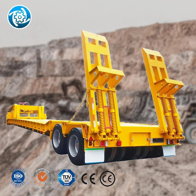 تخصيص المصنع 120ton20FT15 م2 بطانة المحور 2axletruck المقطورة الهيدروليكية شبه الشاقة القابلة للتمديد للفئة Professional نقل الأداة المساعدة Tandem ذات الإطار الصغير