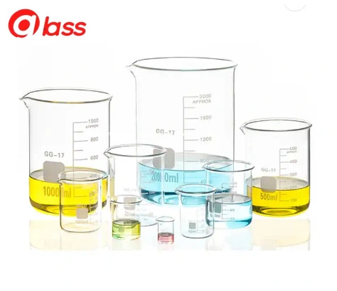 Verrerie de laboratoire de différentes tailles verre borosilicaté 3.3 de forme basse mesure Bécher