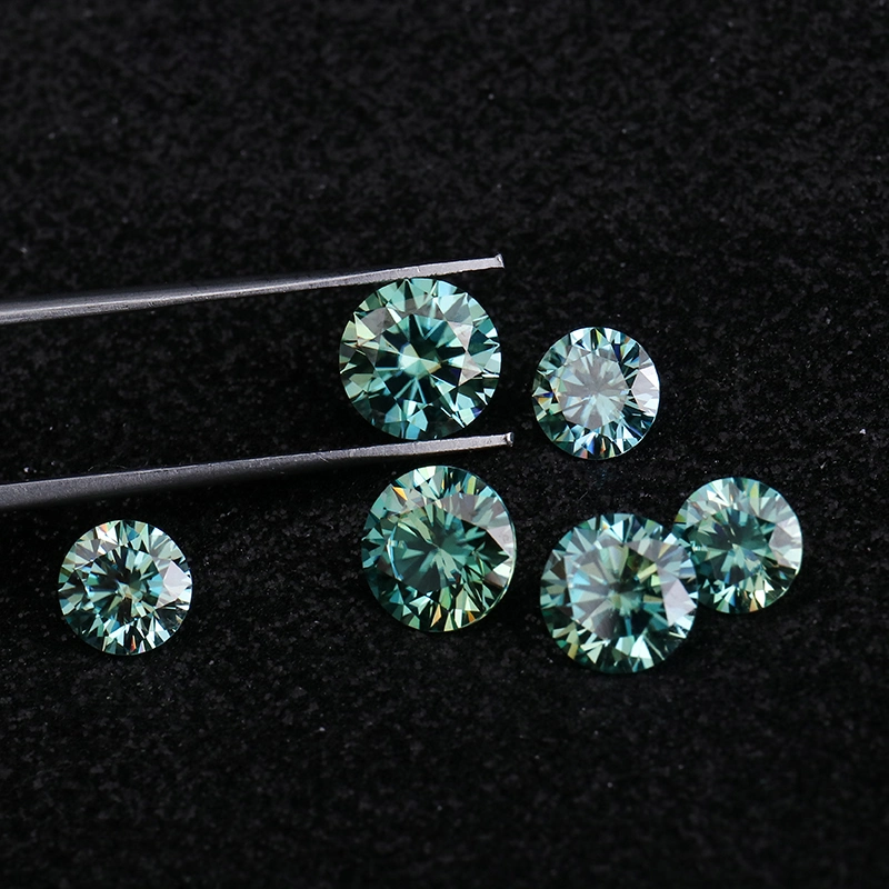 Loose Gemstone High quality/High cost performance Blue Green Round Cut Moissanite VVS Clareza para fazer Moissanite Jóias