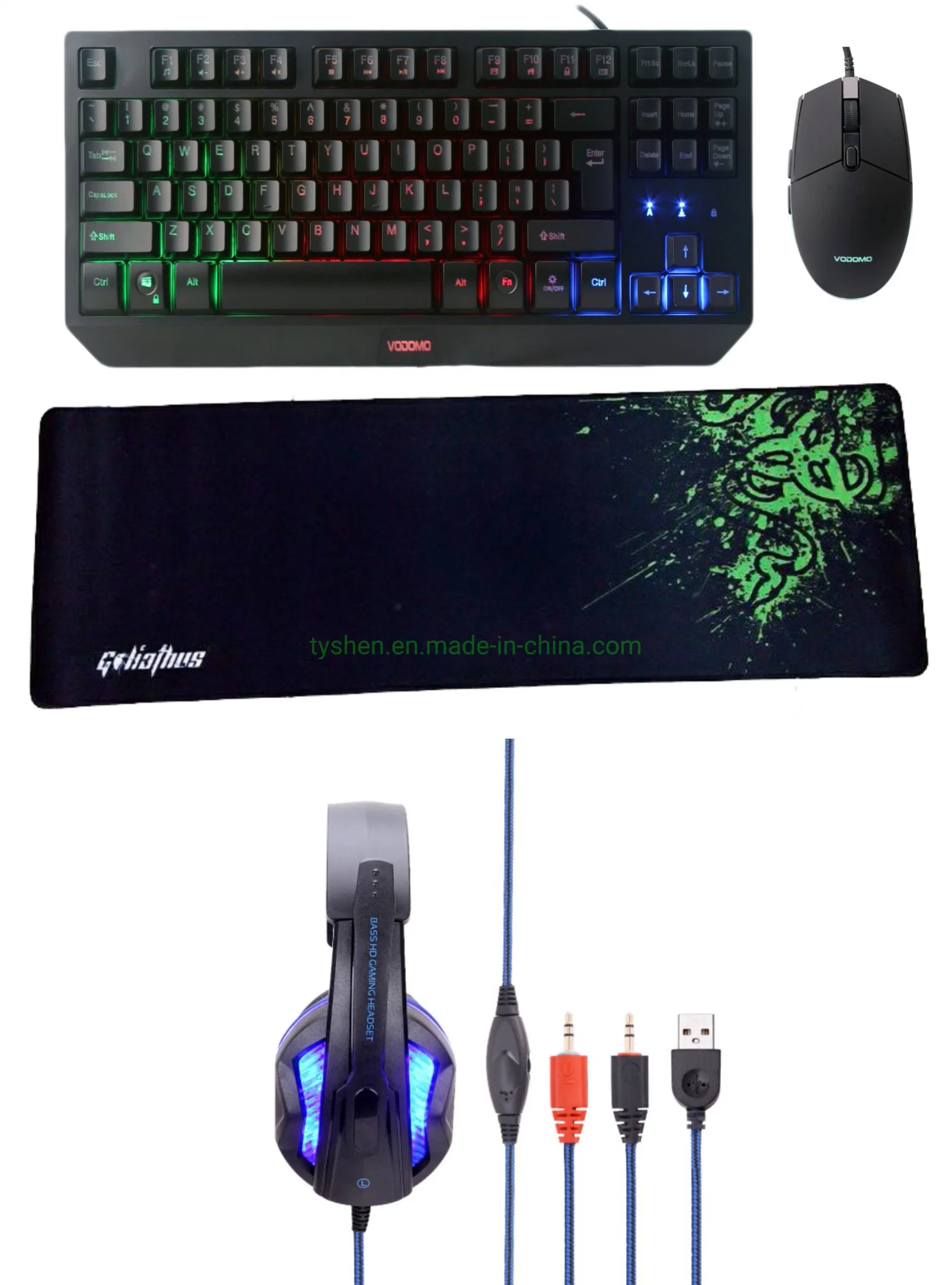 4 in 1 Gaming Combo, Keyboard/Mouse/ Mouse Pad/Headphone