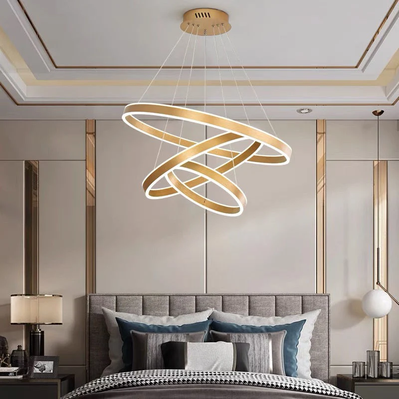 Lumière circulaire lustre postmoderne nordique de luxe pour Salon Salle à manger Villa Duplex