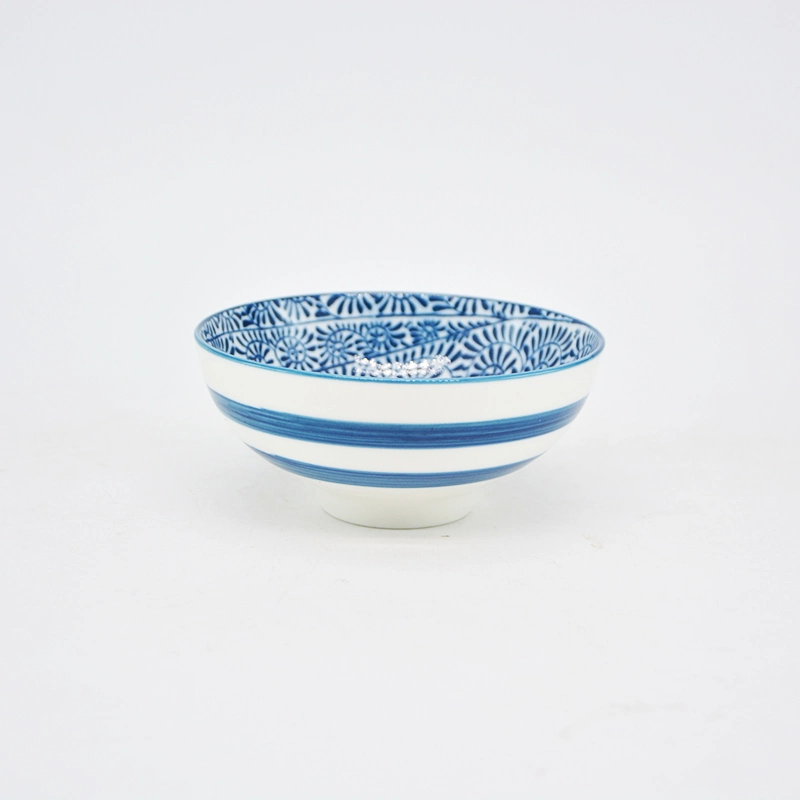 Wholesale/Supplier Custom Blue Ceramics Dinner Set Bowl with Japanese Style for Restaurant