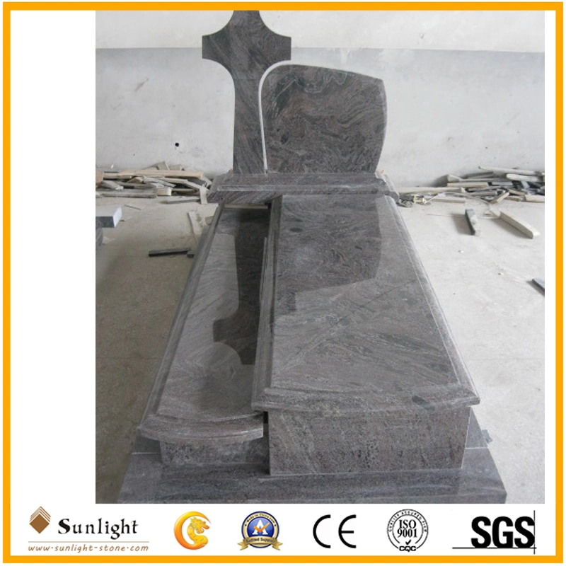 Customized Paradisco Granite Marble Cross Shaped Headstone, Chinese Cheap Granite Headstone Producer for Graves