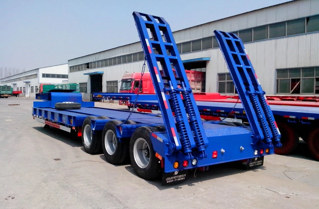 3 Axle Steel Coil Transport Flat Bed Trailer 40FT Container Flatbed Semitrailer