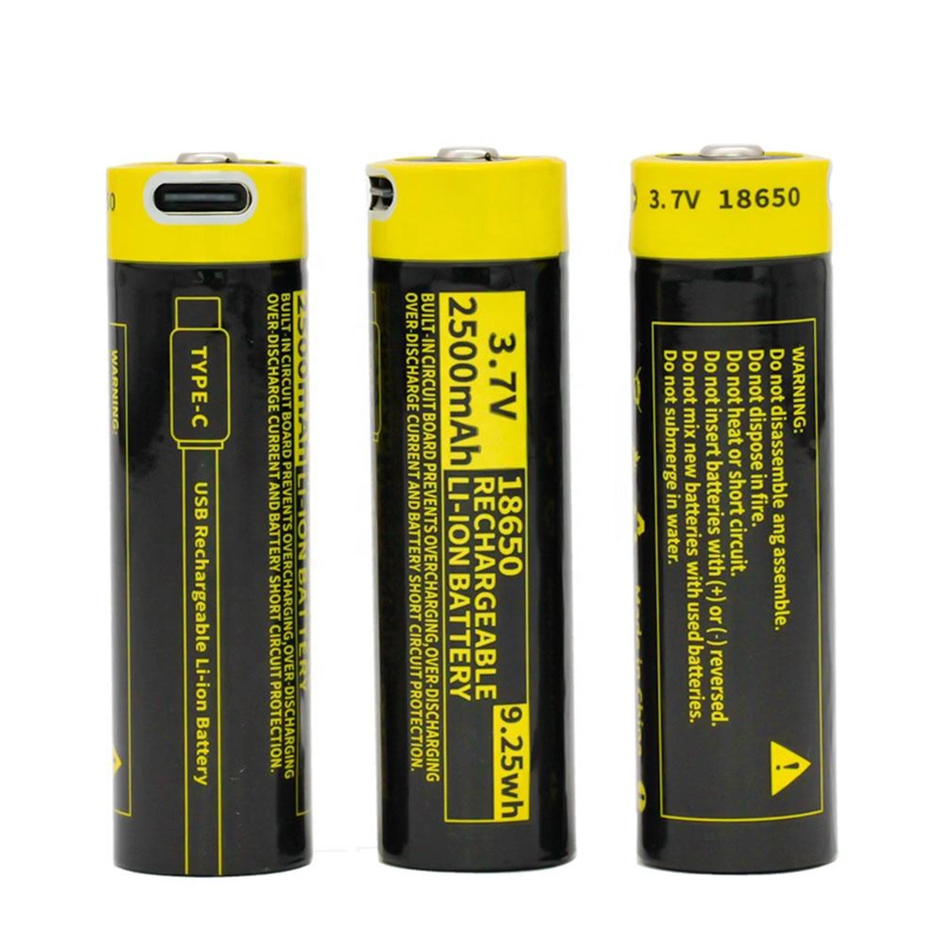 Factory Supply Rechargeable 3-7V 2500mAh Li-ion Battery for Flashlight