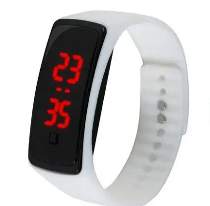 Black Mirror and Colorful LED Silicone Bracelet Electronic Watch