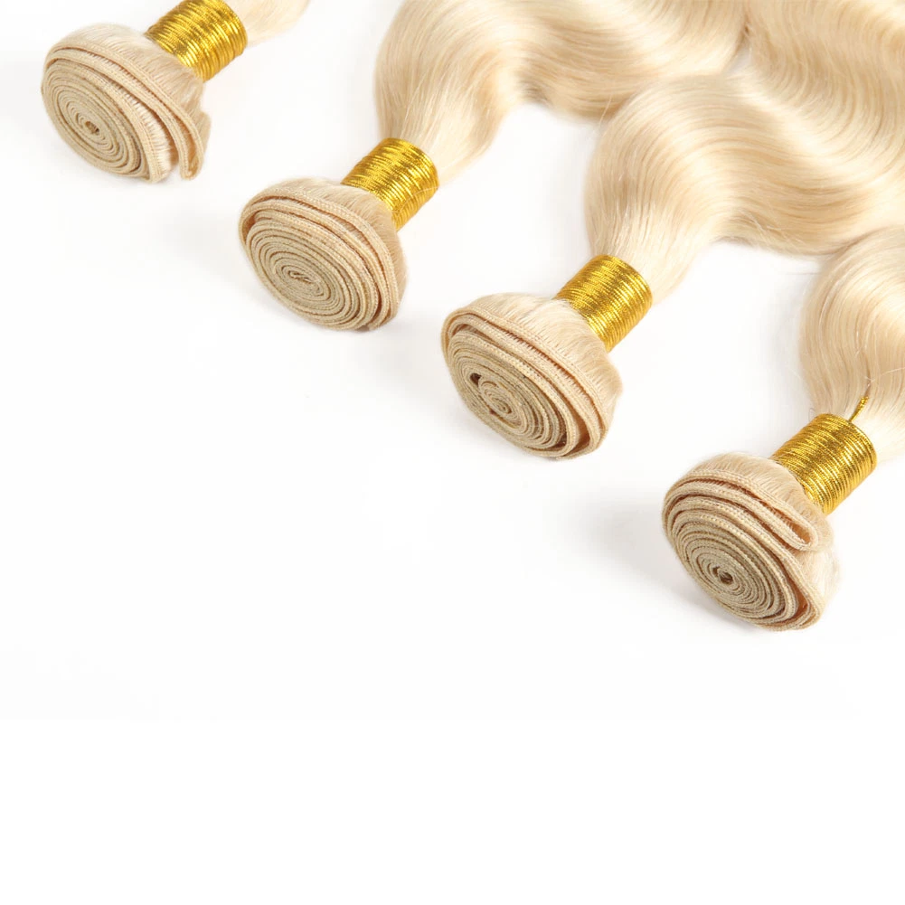 1/3/4 613 Blond Hair Extension Brazilian Hair Weave Bundles Body Pelo humano largo de la onda Remy 10-32 pulgada