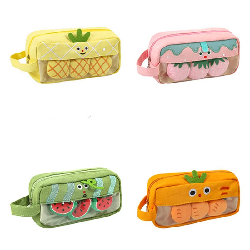 Japanese Large Capacity High School Stationery Storage Box Girl Kawaii Pencil Case Cute Canvas Pencil Bag