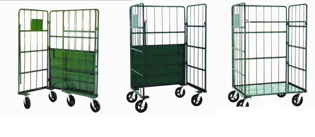 Roll cage Trolley com prateleira de plástico para armazenamento de armazém