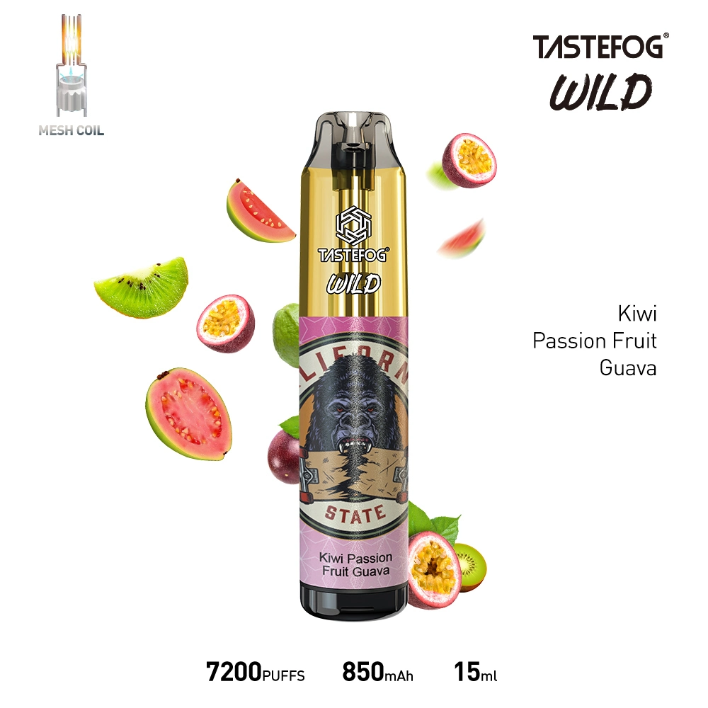 Neujahr Specials Tastefog Wild 7200puff 15ml Fruchtaroma E-Liquid E Cigarette Factory Direct Taschenlampe nachfüllbare Vapes