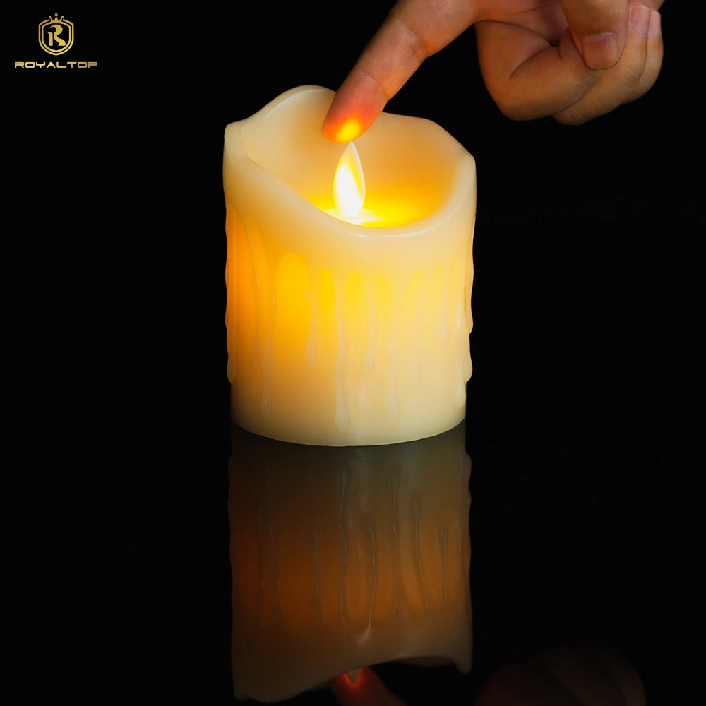 Factory Flameless Set White Pillar Dancing Flickering Moving Flame Wick Electronic LED Candle