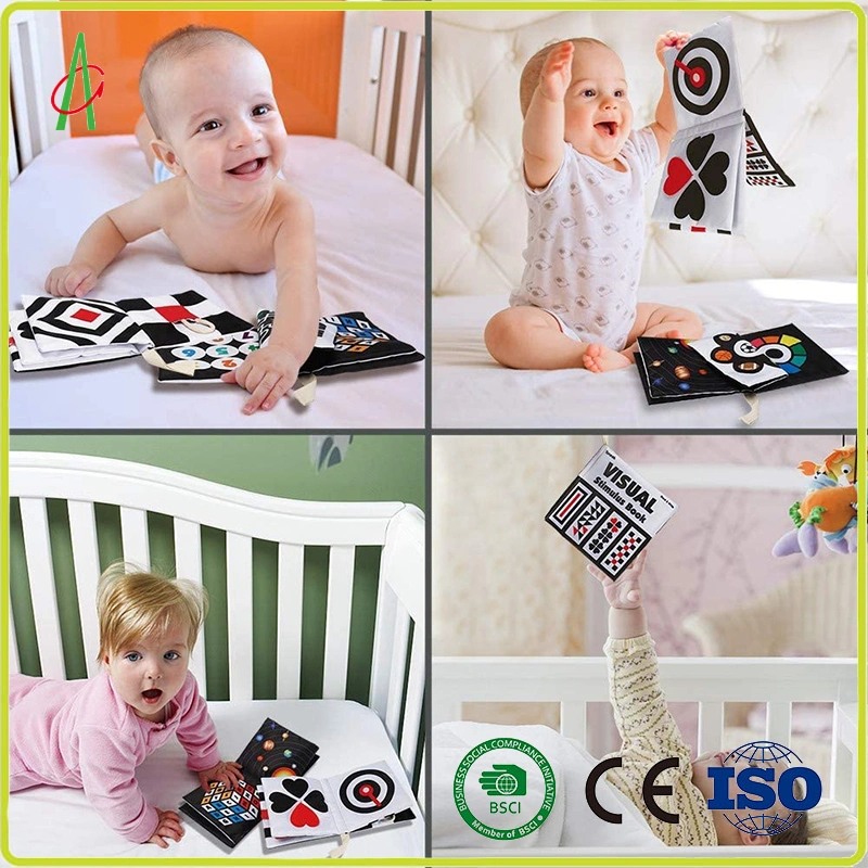 Soft Baby High Contrast Black and White Fabric Tactile Pleated Cloth Books Early Education for Infant