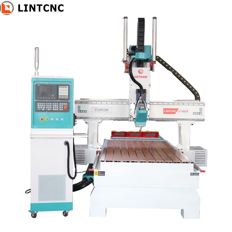 Swivel Spindle 9kw Atc Wood Router CNC Milling Machine Panel Furniture Making 3D Engraver 1325 Linear Tools Servo Motor Syntec Control System 2030 9020