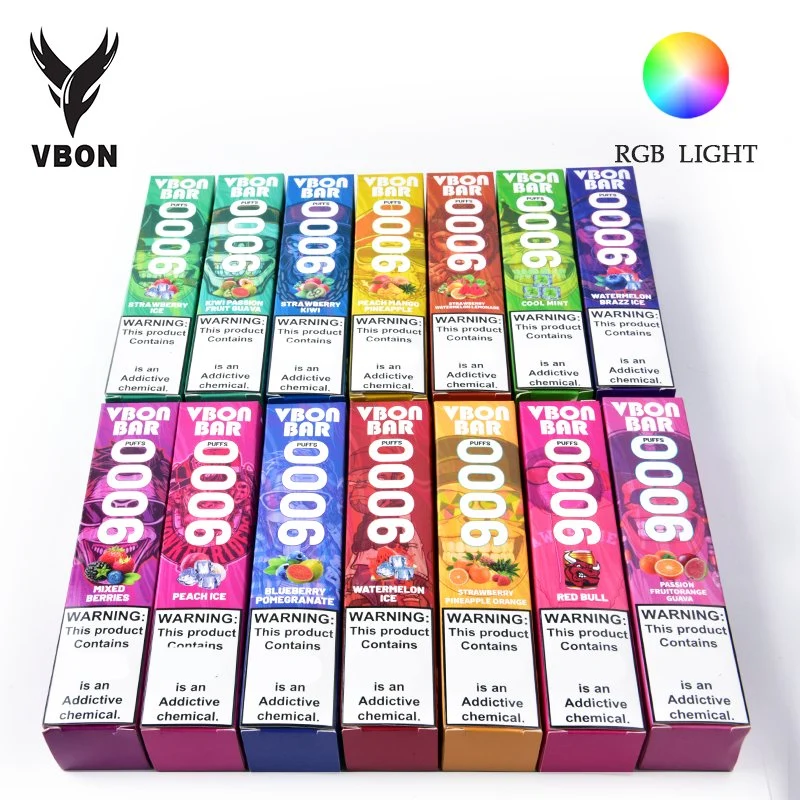 BEST-seller 9000 choux Bar Vbon RGB goût de fruits 9K Vape Avec ce