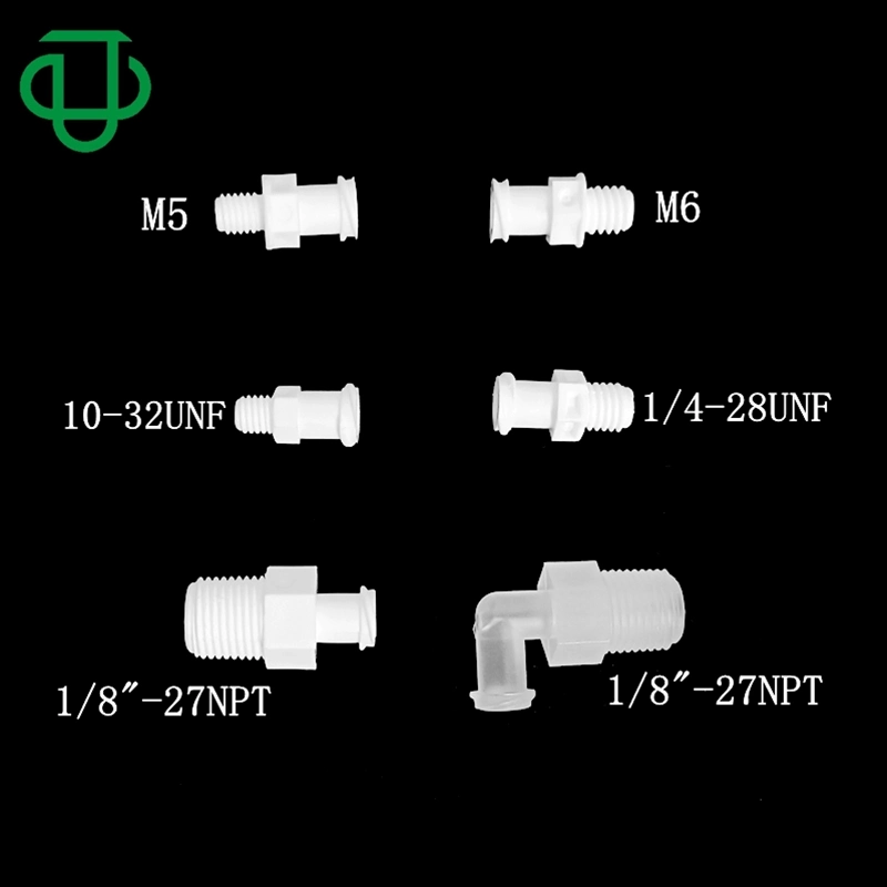 Plástico 10-32PC personalizadas unf Rosca Macho a hembra adaptador Luer Lock