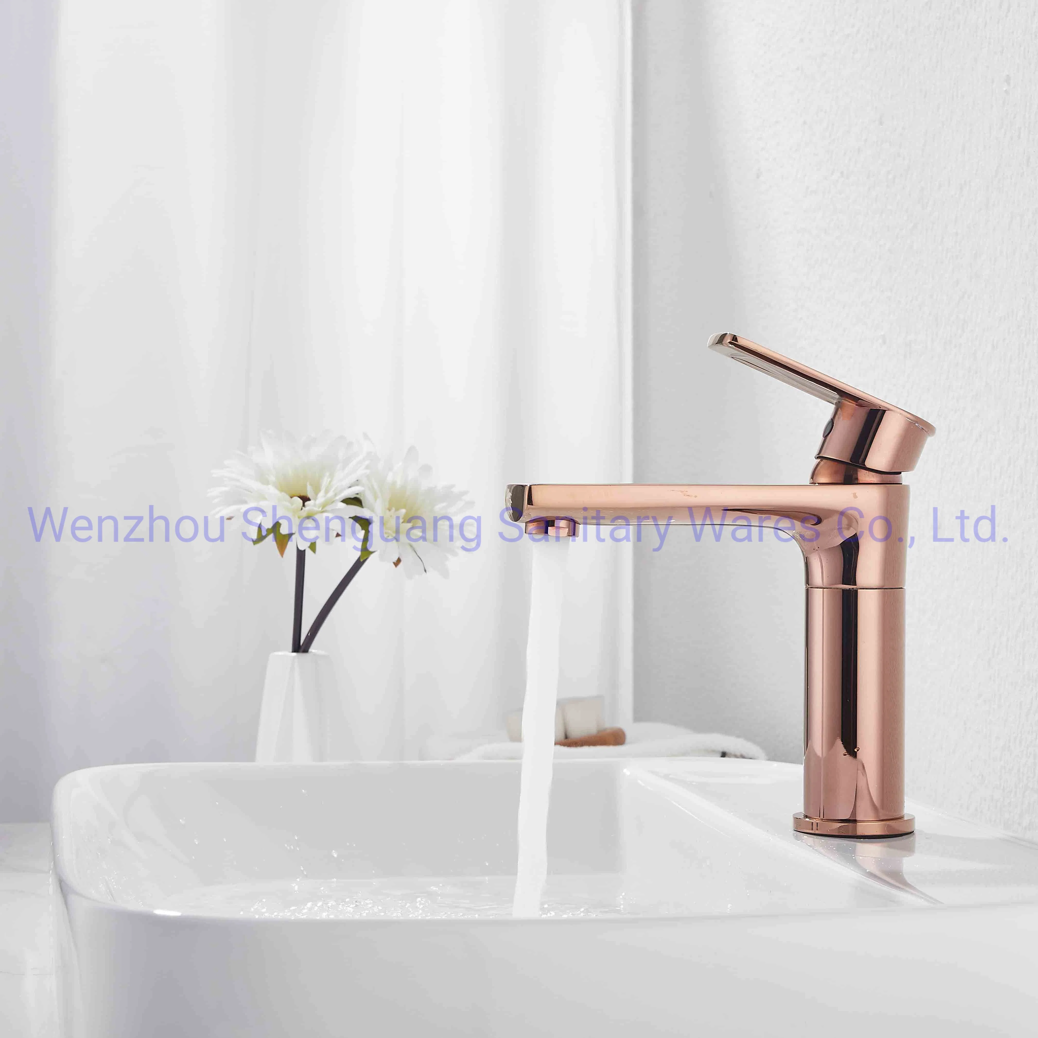 Straight Single Handle Brass Chromed Toilet Basin Tap in Washroom