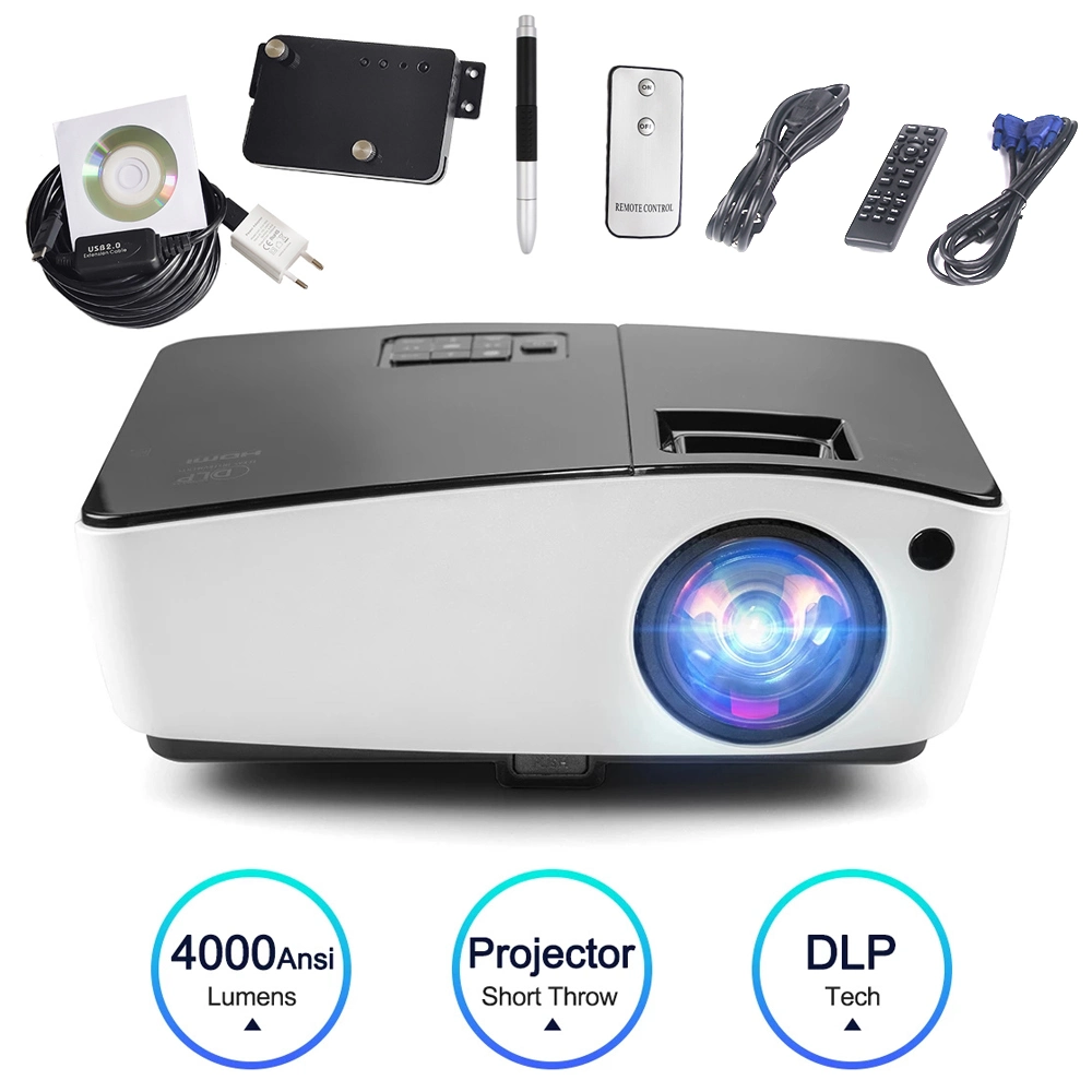 High Quality 4000lumens Video Projector 0.6st Short Throw Projector Finger Touch for Interactive Whiteboard