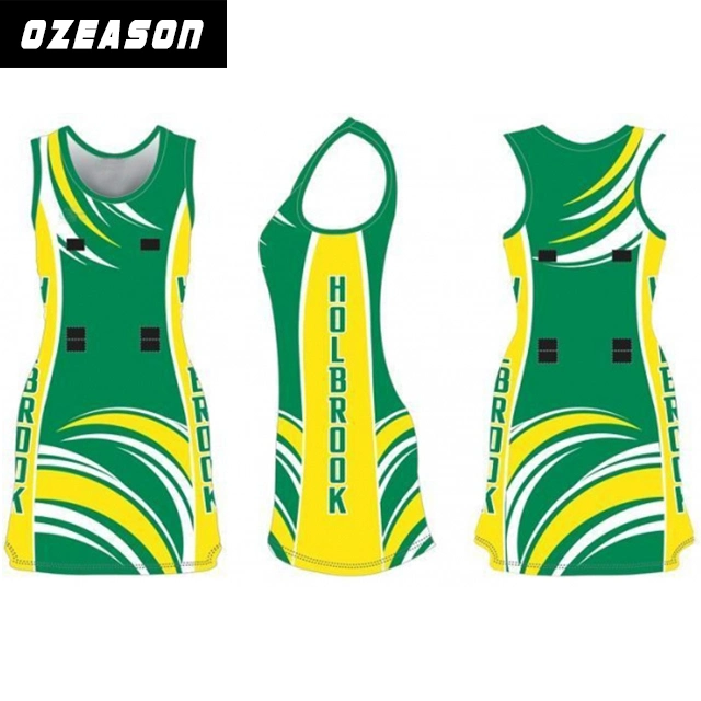 Großhandel Design Custom sublimiert Muster Jugend Team Netball Kleid für Kinder Mädchen