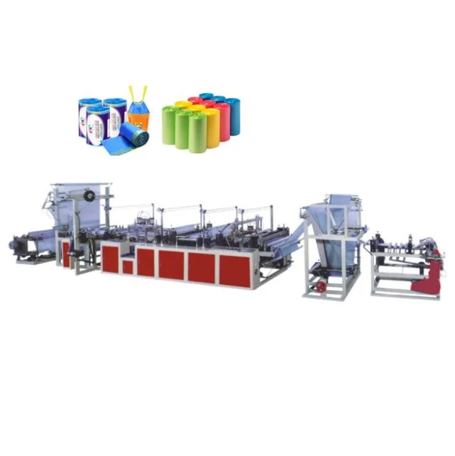 Price 2 Lines Automatic Biodegradable PLA Plastic HDPE Star Sealing Plastic Nylon Pre Cut Rolling Roll on Garbage Trash Bag Making Machine