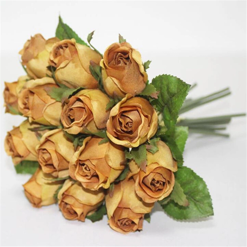 Decorative Flowers Bouquet Artificial Rose Silk Rose Bunch Artificial Flowers