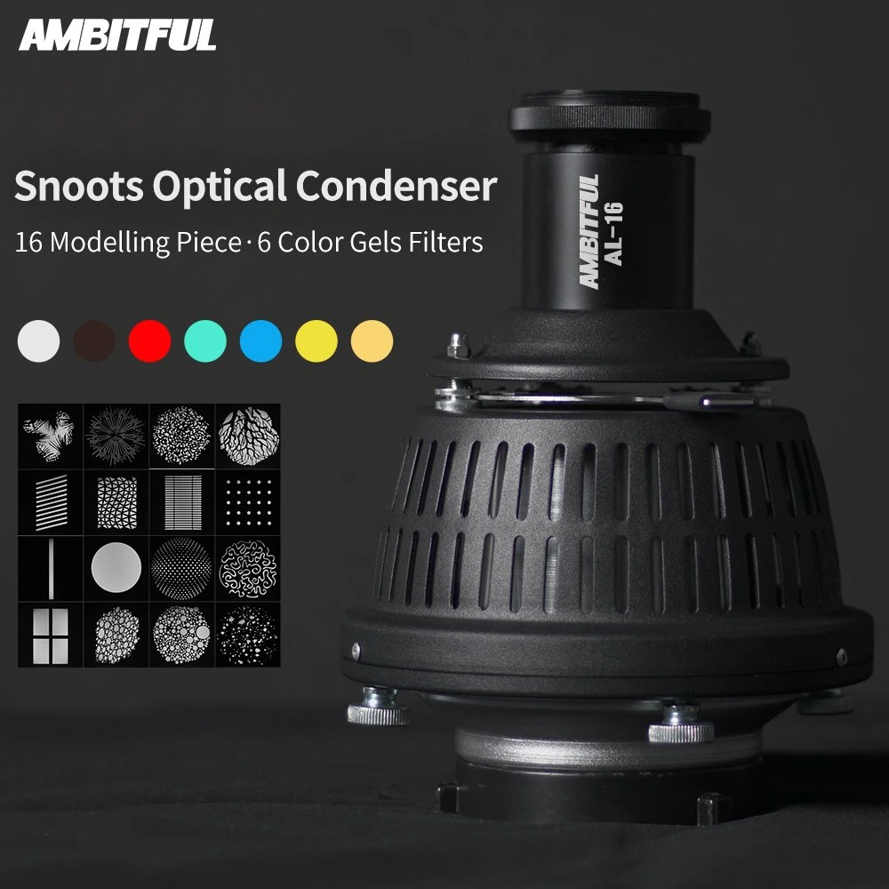 Ambitful Al-16 Focalize Conical Snoots Photo Optical Condenser Art Special Effects Shaped Beam Light Cylinder W/Lens Color Gel