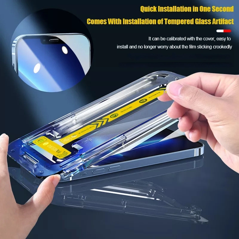 Tempered Glass for Phone 14 13 12 11 PRO Max Mini Install in Seconds Screen Protector for Phone Xs Xr X 6 6s 7 8 Plus Film