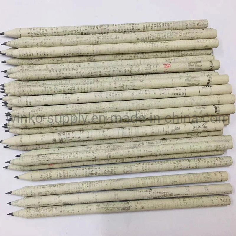 Customized Pre-Sharpened Recycled Newspaper Pencil for Office Supply