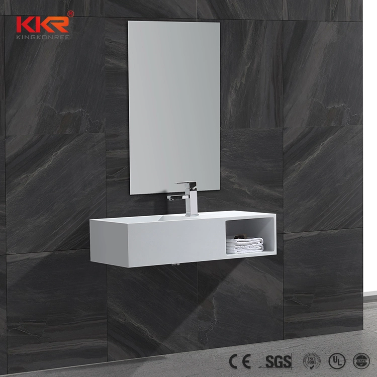 Bathroom Solid Surface Stone Rectangle Top Wall-Mounted Cabinet Sink