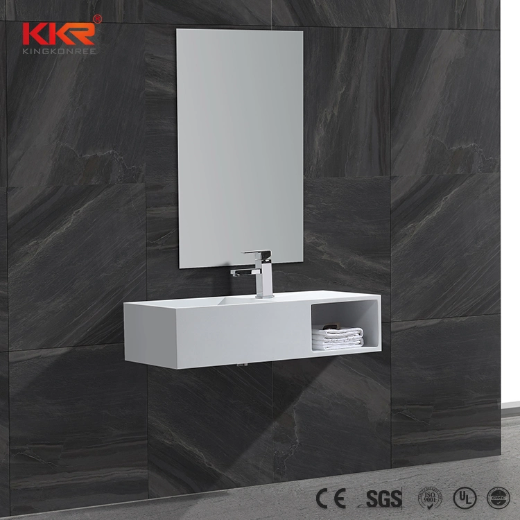 El cuarto de baño Superficie sólida piedra rectángulo Wall-Mounted lavabo armario superior