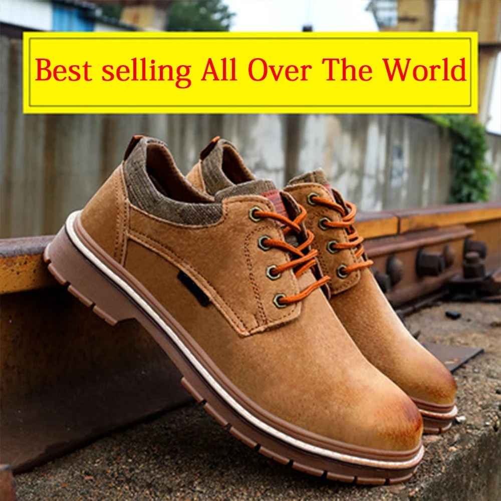 Factory PU Leather Men's Resistant Work Shoes Steel Toe Work Boot