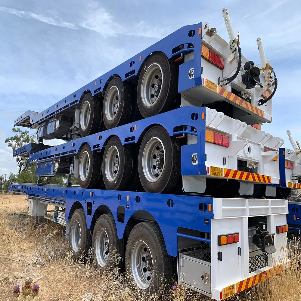 2 Axle New Low Bed Semi Trailer Gooseneck Lowboy Drop Deck Truck Trailer Hydraulic Ladder Excavator Lowbed Low Loader Trailer