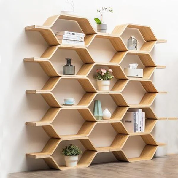 Des meubles en bambou hexagone étagère étagère d'affichage