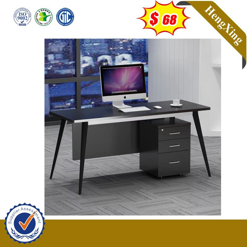 Black Glass Top Writing Metal Legs Computer Laptop Desk