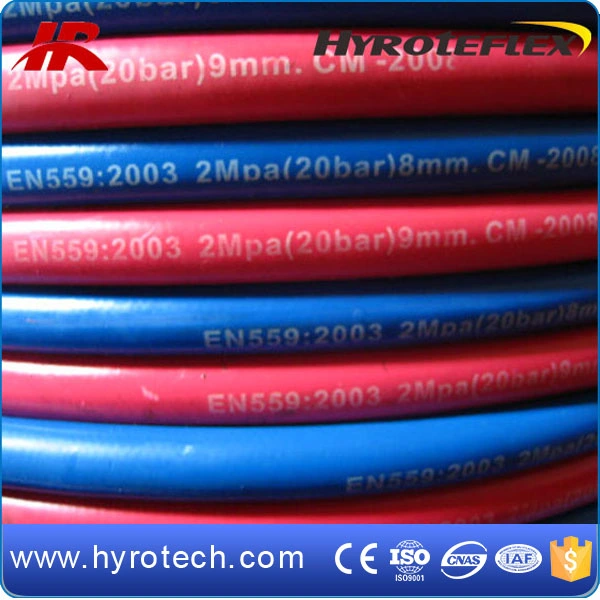 High quality/High cost performance  Red and Green Color Twin Welding Hose with Brass Fittings