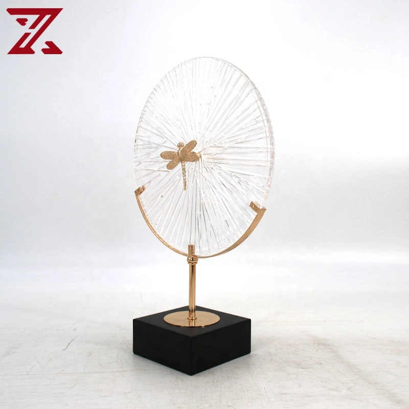 Wholesale/Supplier Metal Dragonfly Decor Gold Glass Decoration Crafts for Table Top Accessories