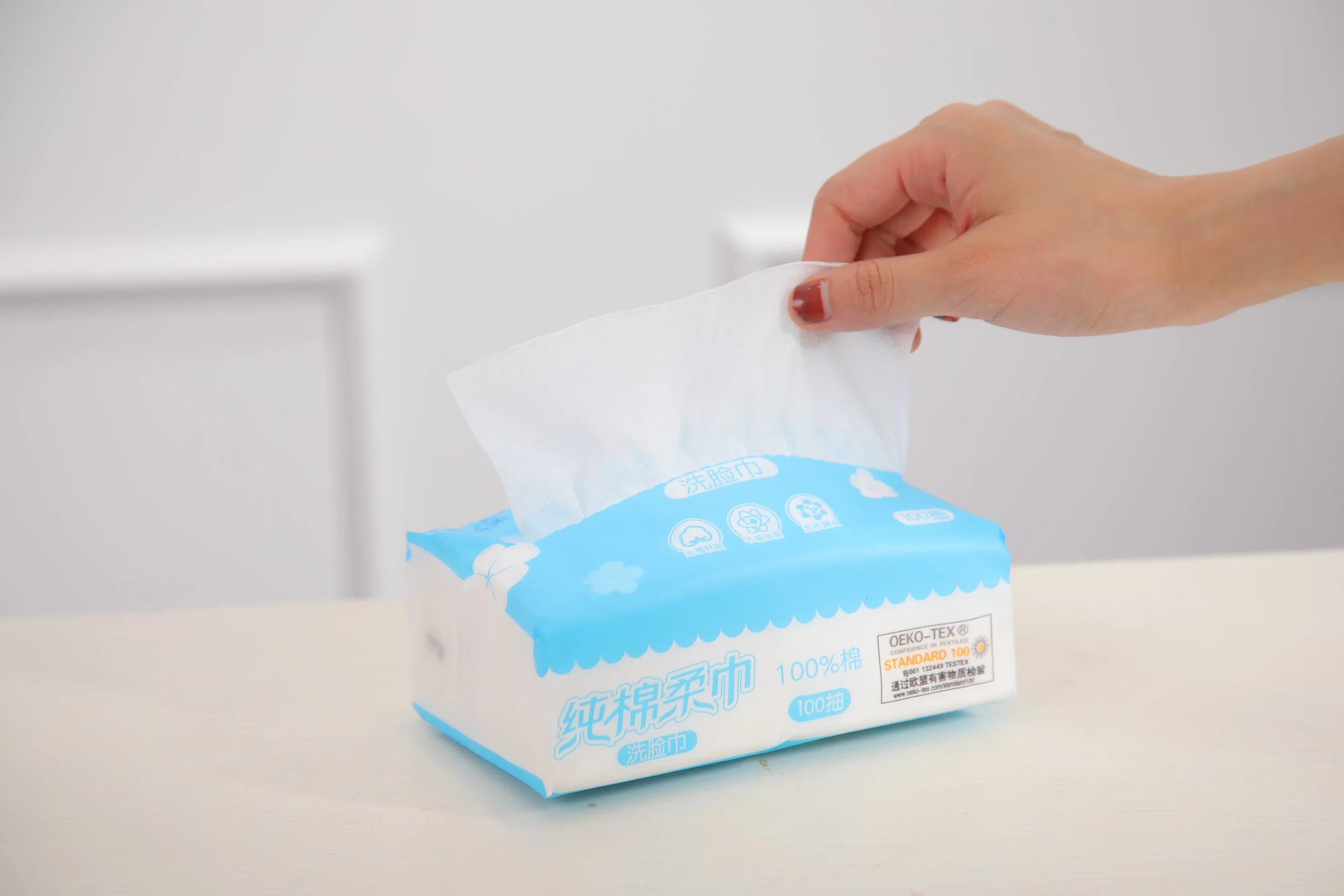 100% Cotton Facial Tissue Dry or Wet Use Cosmetic Cleaning Towel