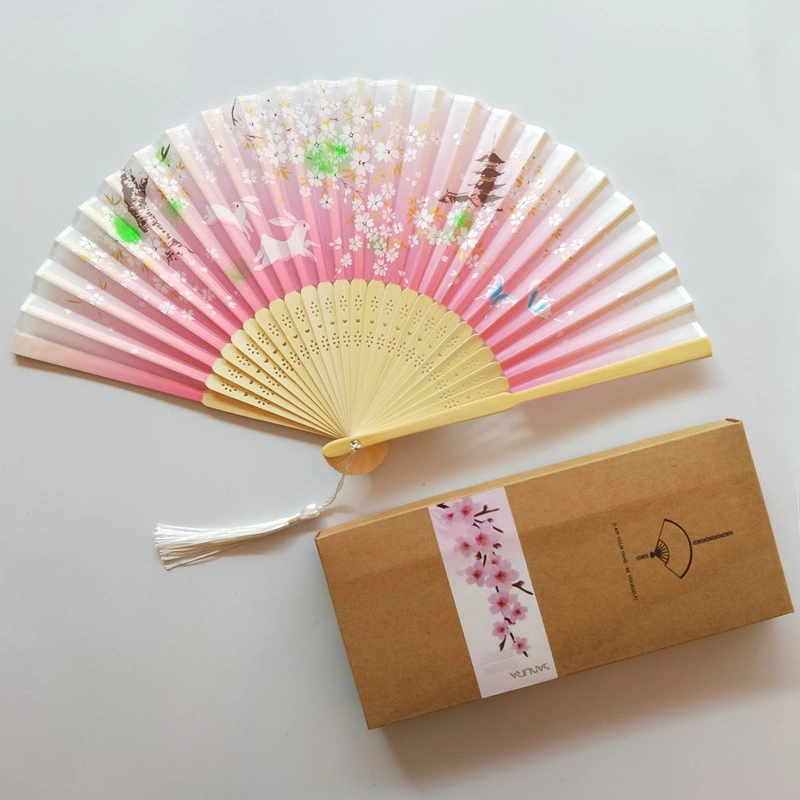 Foldable Custom Promotional Business Chinese Paper Fan Corporate Gift Set